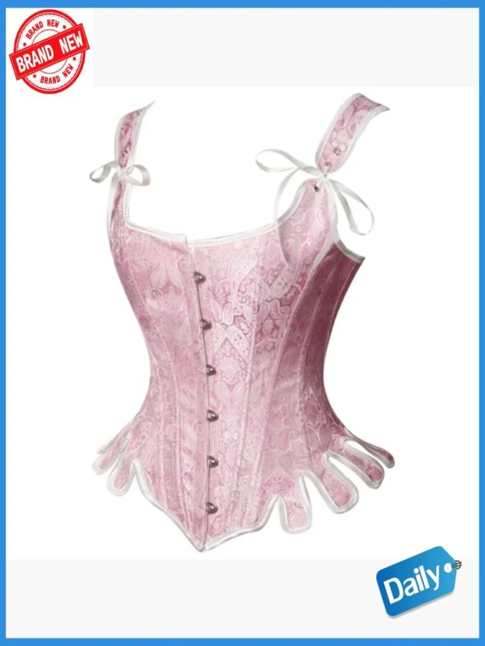 Victorian Brocade Lace Up Overbust Corset Top Bustier